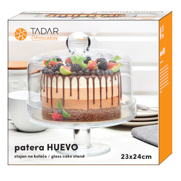 Patera na ciasto szklana z kloszem TADAR HUEVO 23,5 cm