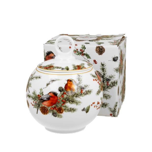 Pojemnik świąteczny na ciastka i pierniki porcelanowy DUO CHRISTMAS BIRDS 680 ml