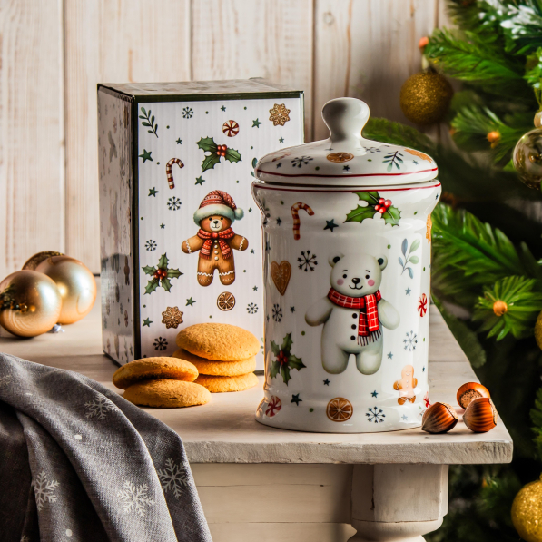 Pojemnik świąteczny na ciastka i pierniki porcelanowy DUO CHRISTMAS CUTIES 900 ml