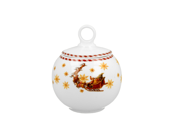 Pojemnik świąteczny na ciastka i pierniki porcelanowy DUO SANTA ON SLEIGH 680 ml