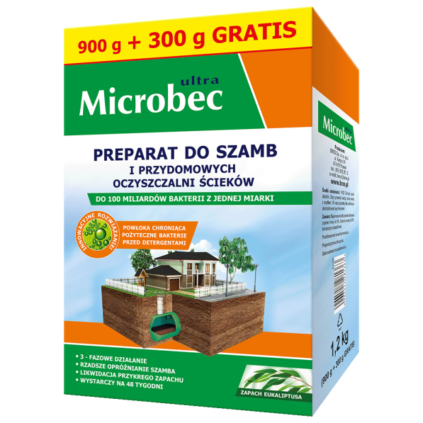 BROS Microbec Ultra 1,2 kg - preparat / proszek do szamb o zapachu eukaliptusa