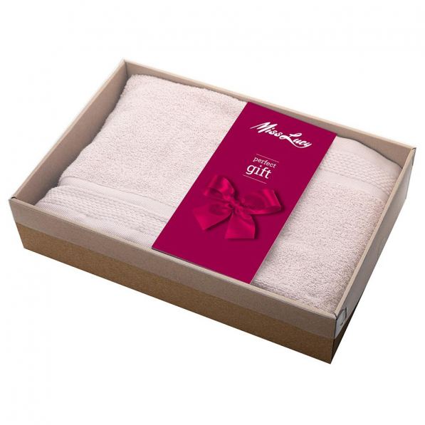 Ręczniki łazienkowe bawełniane w pudełku MISS LUCY MIKO PUDROWO ROŻOWE 2 szt.