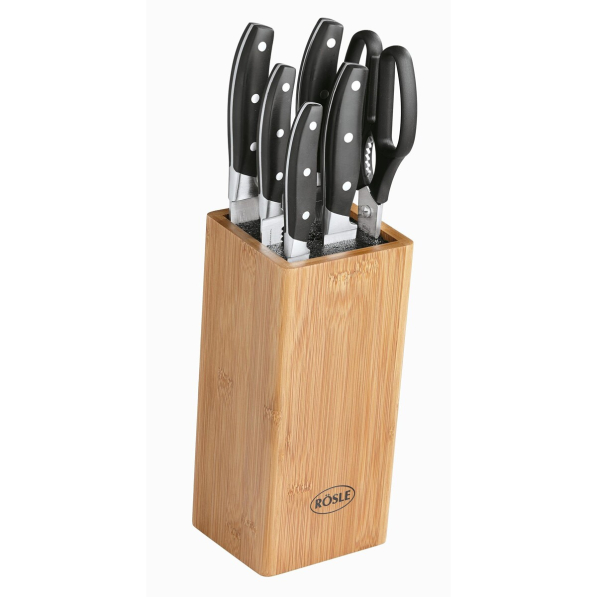 ROESLE 7 el. - noże kuchenne w bloku drewnianym z nożyczkami