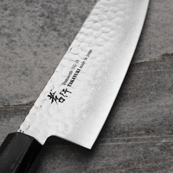 SAKAI TAKAYUKI Nanairo Ebony 17 cm - nóż japoński Santoku ze stali damasceńskiej