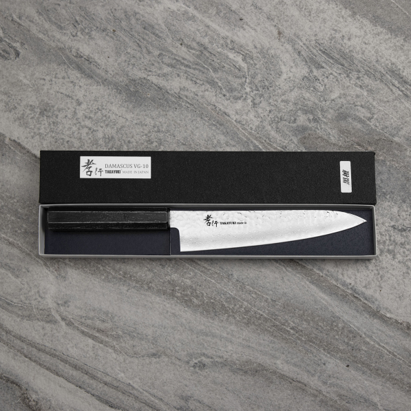 SAKAI TAKAYUKI Nanairo Ebony 21 cm - japoński nóż szefa kuchni ze stali damasceńskiej