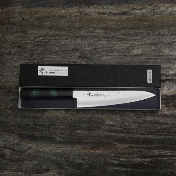 SAKAI TAKAYUKI Nanairo Green 21 cm - japoński nóż szefa kuchni ze stali damasceńskiej