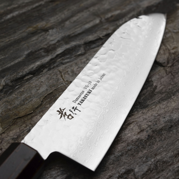 SAKAI TAKAYUKI Nanairo Retro 17 cm - nóż japoński Santoku ze stali damasceńskiej