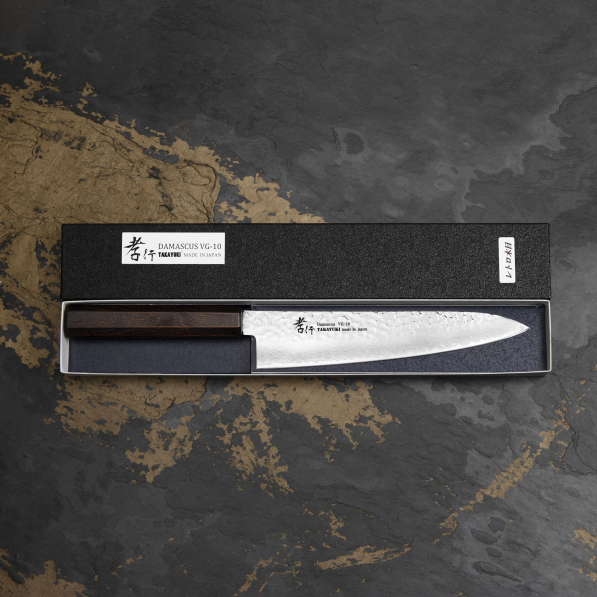 SAKAI TAKAYUKI Nanairo Retro 21 cm - japoński nóż szefa kuchni ze stali damasceńskiej