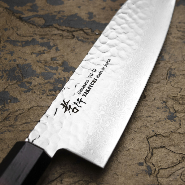 SAKAI TAKAYUKI Nanairo Wine 17 cm - nóż japoński Santoku ze stali damasceńskiej