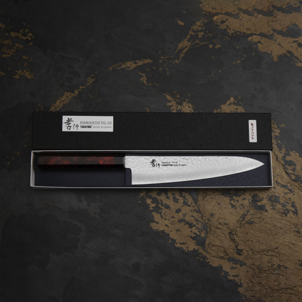 SAKAI TAKAYUKI Nanairo Wine 21 cm - japoński nóż szefa kuchni ze stali damasceńskiej