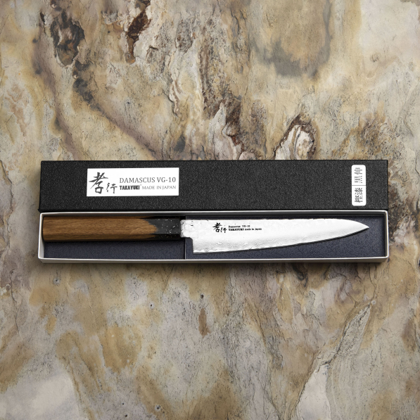 SAKAI TAKAYUKI Urushi Kokushin 15 cm - japoński nóż kuchenny ze stali damasceńskiej