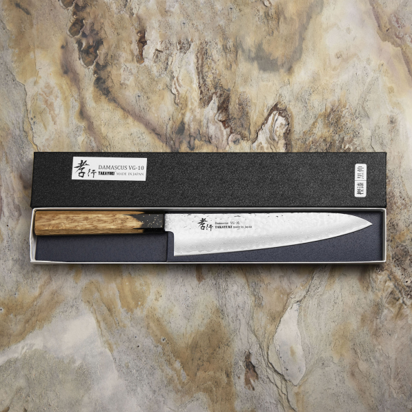 SAKAI TAKAYUKI Urushi Kokushin 21 cm - japoński nóż szefa kuchni ze stali damasceńskiej