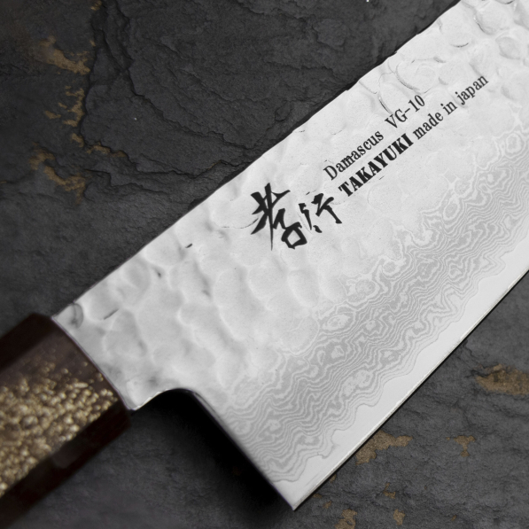 SAKAI TAKAYUKI Urushi Sairen 17 cm - nóż japoński Santoku ze stali damasceńskiej
