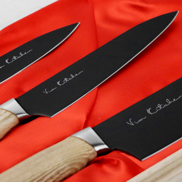 SATAKE Black Ash 3 szt. - zestaw noży japońskich ze stali nierdzewnej 