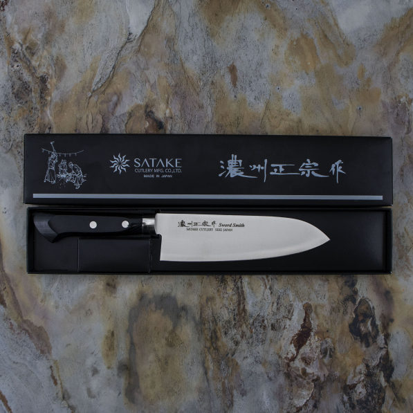 SATAKE Cutlery Mfg Unique Aogami 17 cm - nóż japoński Santoku stalowy