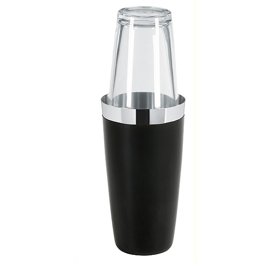Shaker barmański do drinków i koktajli winylowy BAREQ BOSTON GLASS CZARNY 0,8 l