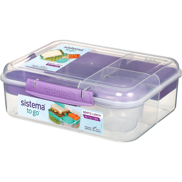 SISTEMA To Go Bento Lunch 1,65 l - lunch box trzykomorowy z pojemnikiem na jogurt