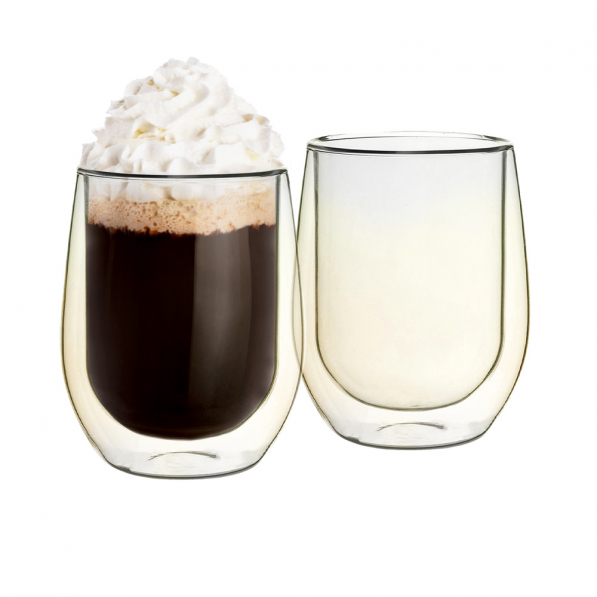 Szklanki do kawy i herbaty termiczne z podwójnymi ściankami szklane ANDREA COLOR ŻÓŁTE 300 ml 2 szt.