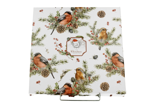 Talerz świąteczny obiadowy porcelanowy DUO CHRISTMAS BIRDS 27 cm