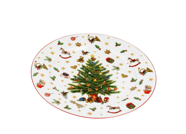 Talerz świąteczny obiadowy porcelanowy DUO CHRISTMAS TREE 25 cm