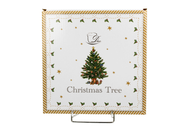 Talerze świąteczne deserowe porcelanowe DUO CHRISTMAS TREE 19 cm 2 szt.