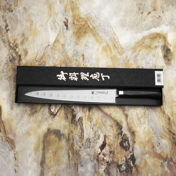 TAMAHAGANE San VG-5 Black 27 cm - nóż japoński Sujihiki ze stali nierdzewnej