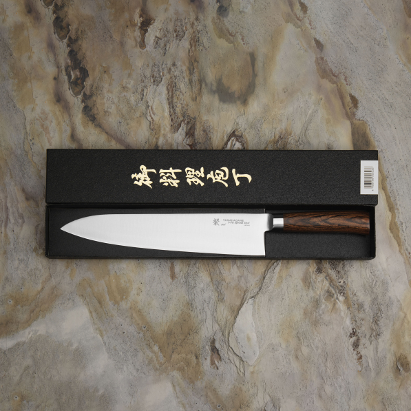 TAMAHAGANE San VG-5 Brown 27 cm - japoński nóż szefa kuchni ze stali nierdzewnej