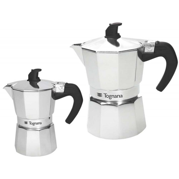 TOGNANA Coffee Time - na 1 filiżankę espresso i na 3 filiżanki espresso (1/3 tz) - komplet kawiarek aluminiowych ciśnieniowych