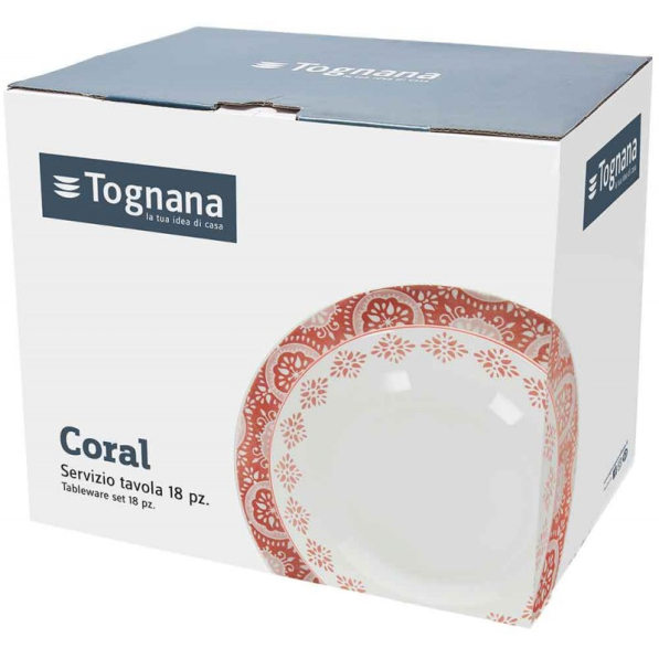 TOGNANA Coral 18 el. - komplet talerzy porcelanowych na 6 osób