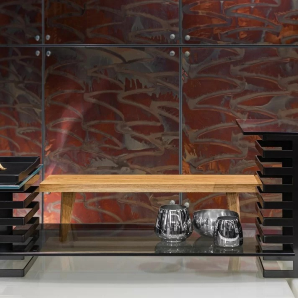 VERLO Stratos 60 x 15,5 cm - deska do serwowania serów i przekąsek z drewna dębowego z nóżkami