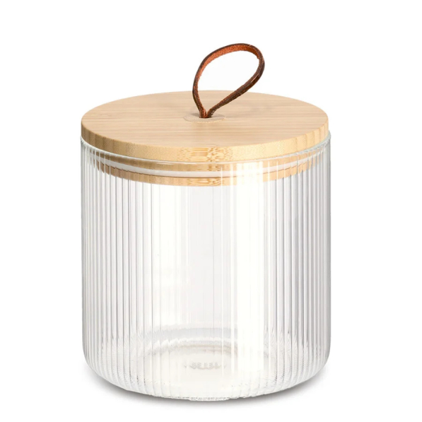 ZELLER 1,13 l - pojemnik na produkty sypkie szklany z bambusową pokrywką