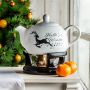 Dzbanek świąteczny do herbaty i kawy porcelanowy z podgrzewaczem HELLO WINTER 1 l