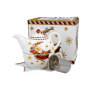 Dzbanek z filiżanką i zaparzaczem świąteczny porcelanowy DUO SANTA ON SLEIGH 0,35 l