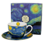 Filiżanka do kawy i herbaty porcelanowa ze spodkiem DUO ART GALLERY STARRY NIGHT BY V. VAN GOGH 250 ml