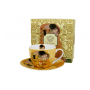 Filiżanka do kawy i herbaty porcelanowa ze spodkiem DUO ART GALLERY THE KISS BY GUSTAV KLIMT 250 ml