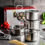 FISSLER Pure Collection - zestaw 4 garnków ze stali nierdzewnej ze szklanymi pokrywkami