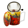 Kubek porcelanowy z zaparzaczem i pokrywką DUO MODERN POPPIES 450 ml