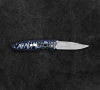 MCUSTA Classic Wave Blue Micarta Damascus 8,5 cm - japoński nóż survivalowy składany ze stali damasceńskiej