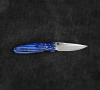 MCUSTA Sengoku Blue Pakka Damascus 8,5 cm - japoński nóż survivalowy składany ze stali damasceńskiej