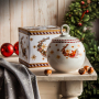 Pojemnik świąteczny na ciastka i pierniki porcelanowy DUO SANTA ON SLEIGH 680 ml