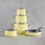 RIESS Lemon - zestaw 4 garnków ceramicznych z pokrywkami i patelnią