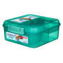 SISTEMA Lunch Bento Cube 1,25 l - lunch box / śniadaniówka plastikowa trzykomorowa z pojemnikiem na sos