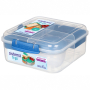 SISTEMA To Go Bento Cube 1,25 l - lunch box / śniadaniówka plastikowa trzykomorowa z pojemnikiem na sos