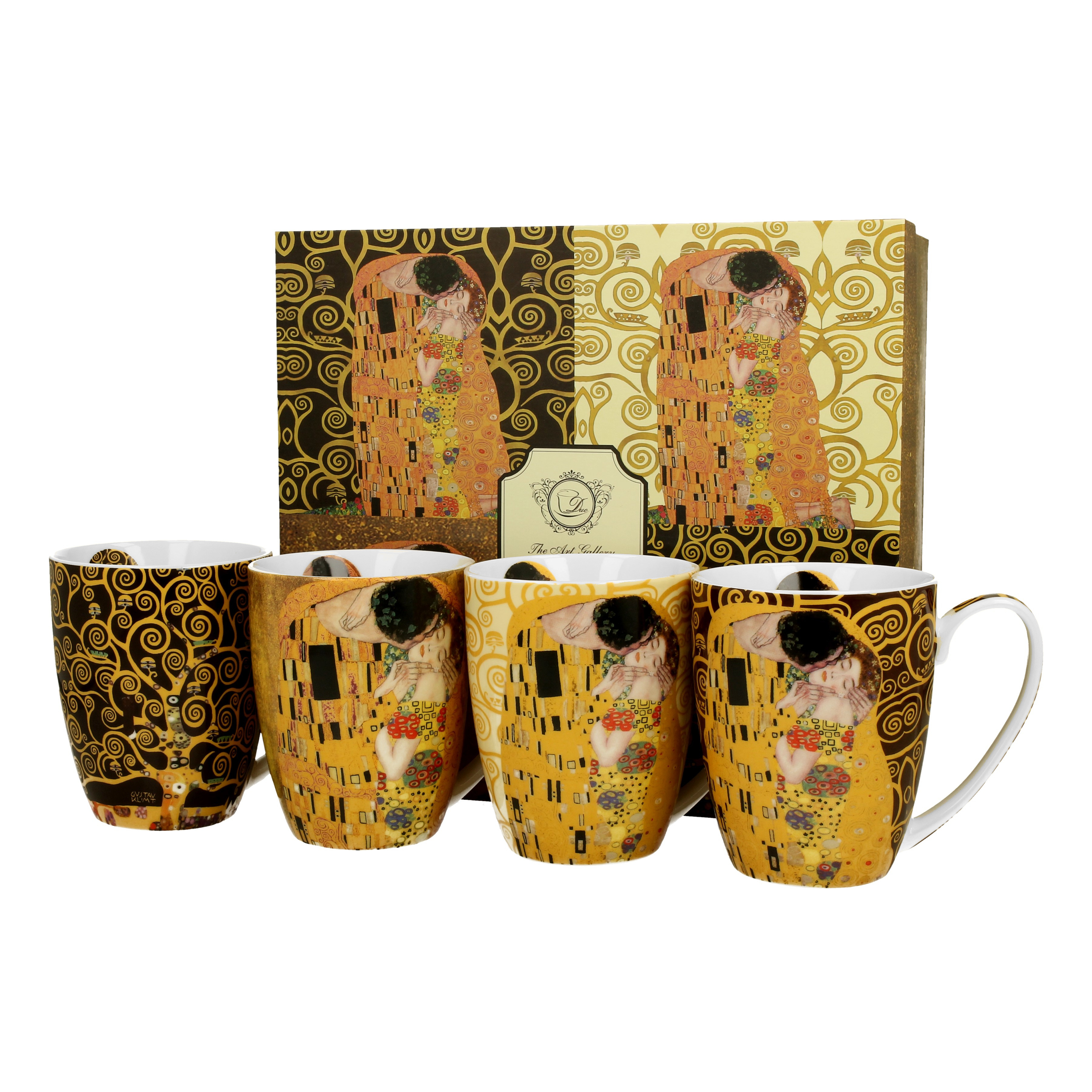 Tasse SET Becher PORZELLAN Kaffeetasse Kaffeebecher 4 Stück GUSTAV KLIMT 350 ml